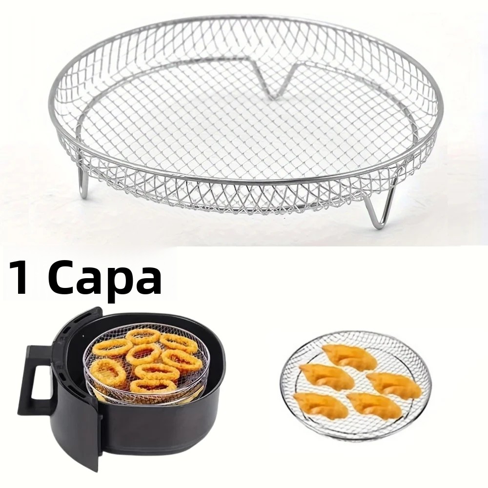 TK Accesorios De Acero Inoxidable Para Air Fryer 1/3 Capas Relleno De BBQ Grill Rack Cesta De Frito Multipropósito Para Hornear Y Cocinar