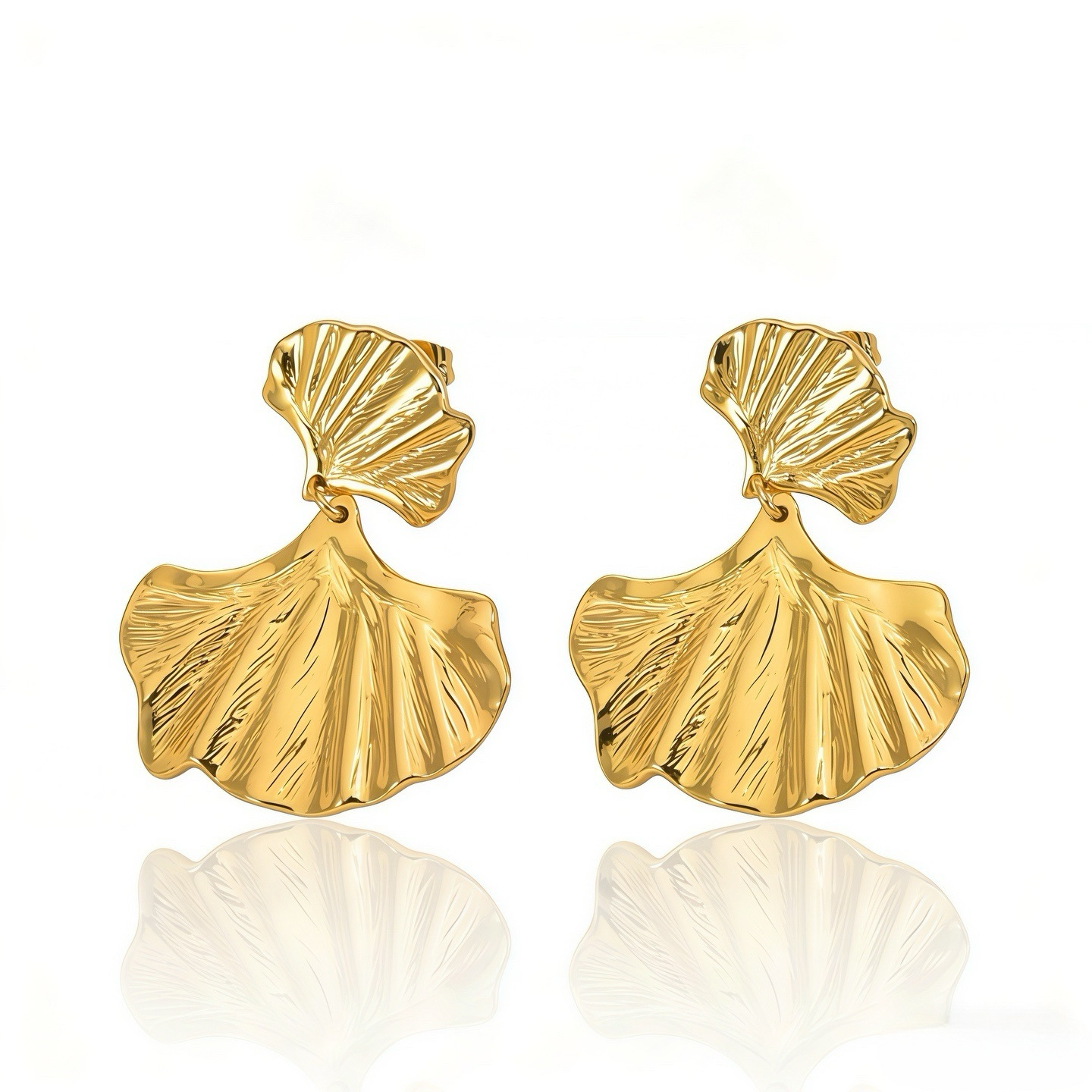 Pendientes colgantes de hoja de oro para mujer, pendientes de botón elegantes