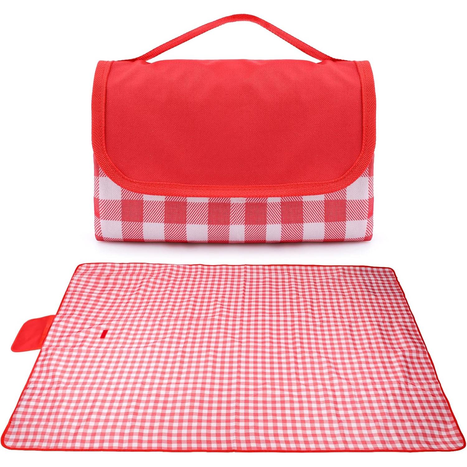 Manta de Picnic Manta Impermeable - 150 x 200 cm / 2x2m Manta de Picnic Plegable, Alfombra de Picnic de Viaje Lavable Manta Camping en la Playa para Barbacoa al Aire Libre Senderismo Parque Jardín (Rojo)
