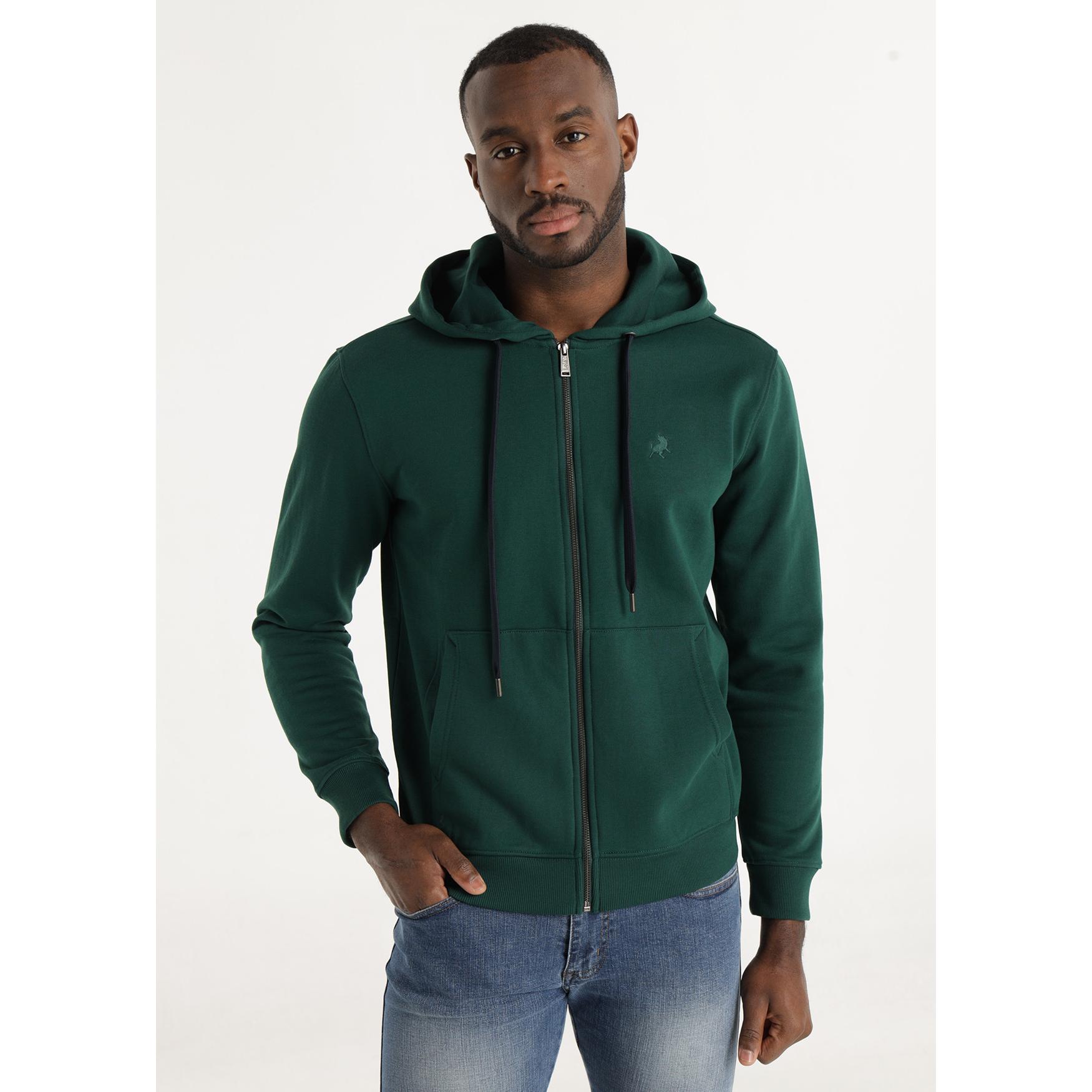 LOIS JEANS - Sudadera basica con capucha cierre con cremallera detalle toro bordado