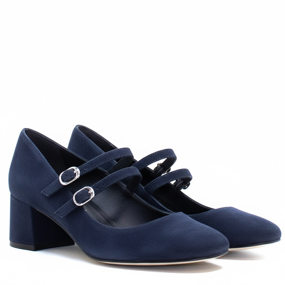 Zapato de Salón CA-2301 Ante Marino para Mujer - Elegancia y Confort con Tacón Medio de 5 cm - Estilo Atemporal en Azul Marino - Fabricación 100% Española de Alta Calidad - Perfecto para Todas las Oca