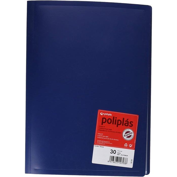 GRAFOPLAS CARPETA 30 FUNDAS FUNDAS POLIPLAS AZUL VARIOS PAPELERIA
