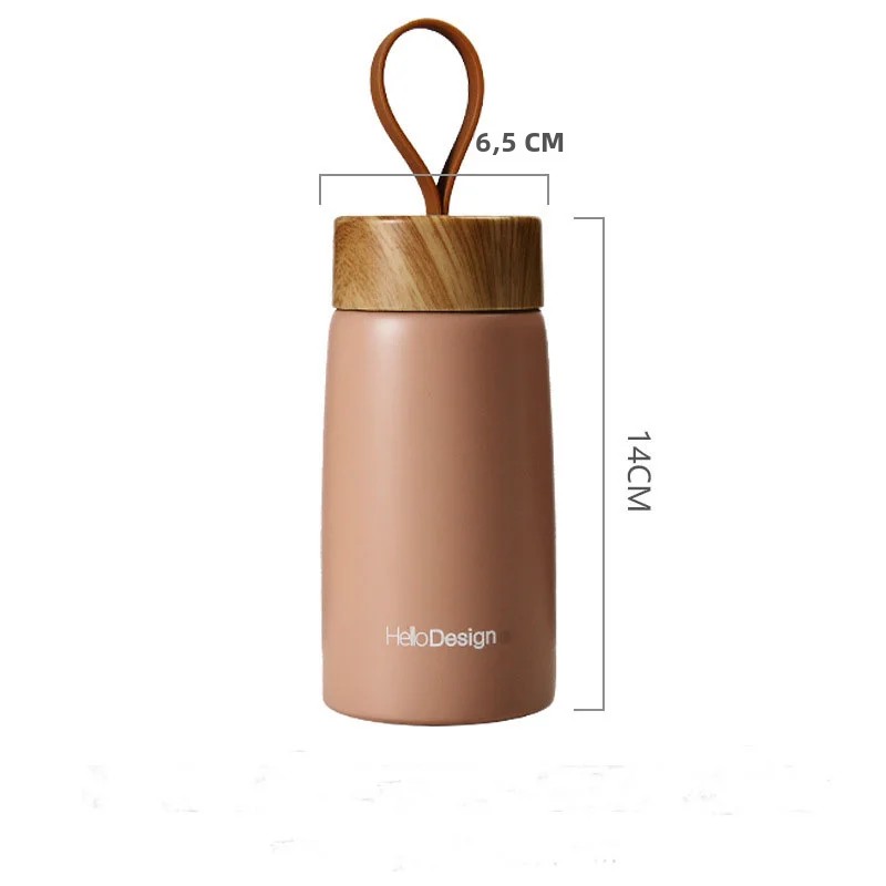 OmHom Termo Doble Capa Aislada De Acero Inoxidable 280ml Mini Botella De Agua Con Cuerda Portátil Para Exteriores Y Deportes
