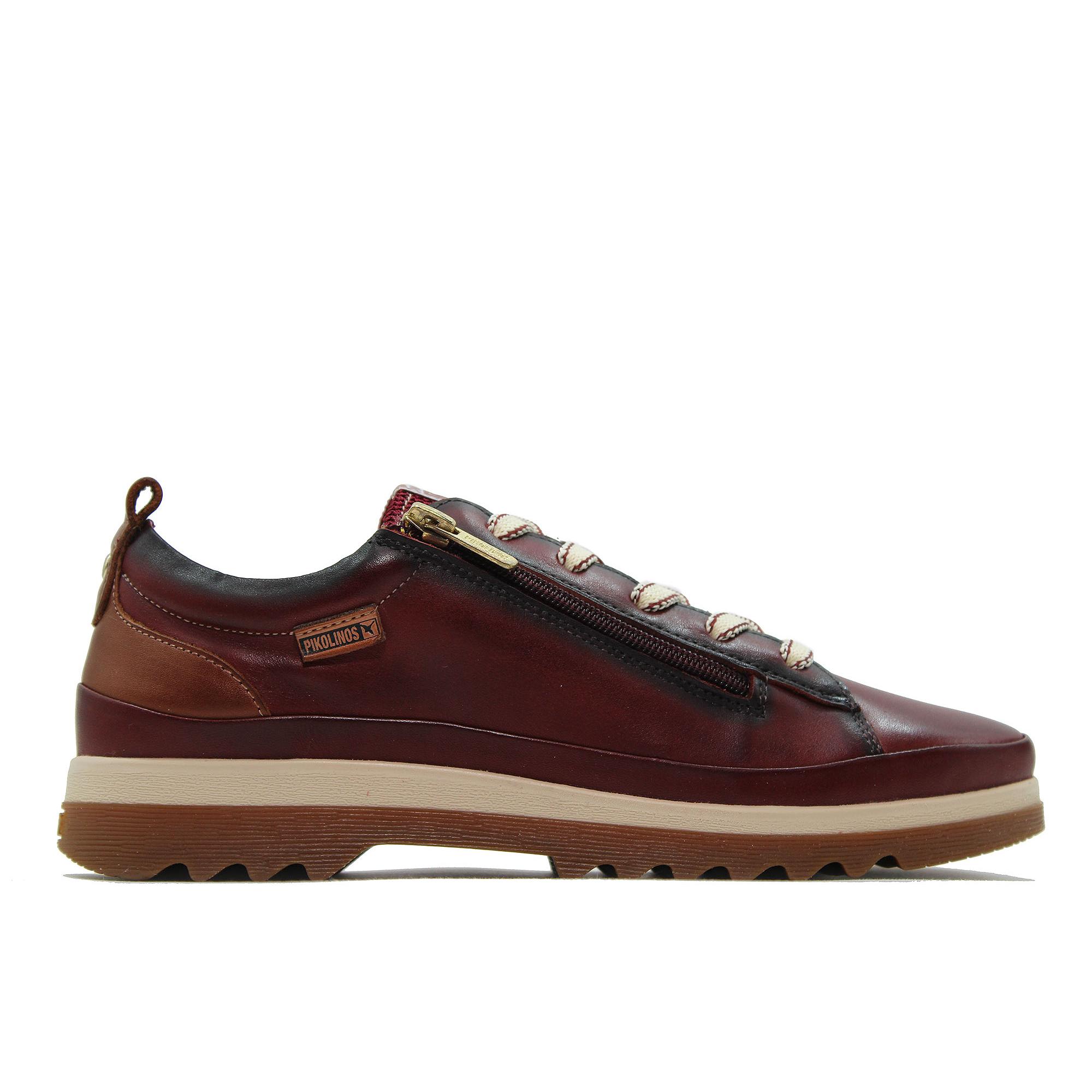 Pikolinos W3W-6979 Zapatilla sneakers deportiva casual,de piel,cordón y cremallera,clásica,plantilla extraible, para señora