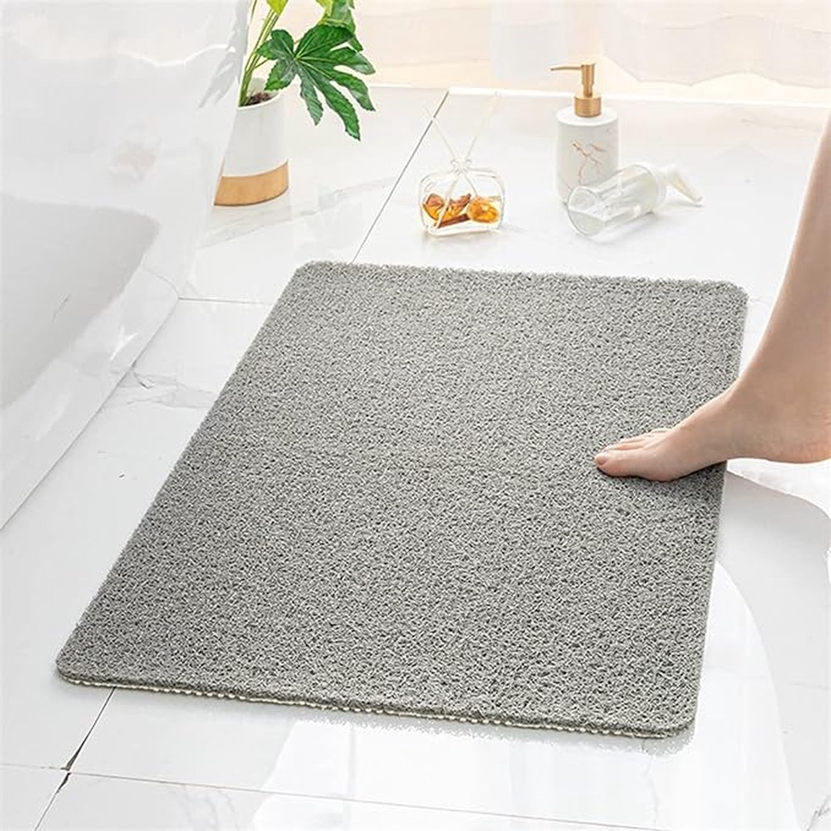Alfombrilla de ducha antideslizante - Alfombrilla de baño antideslizante - 40x60 cm - Alfombrilla antideslizante transpirable - Alfombrilla antideslizante - para la ducha o la bañera - Alfombrilla de baño - Gris - plástico