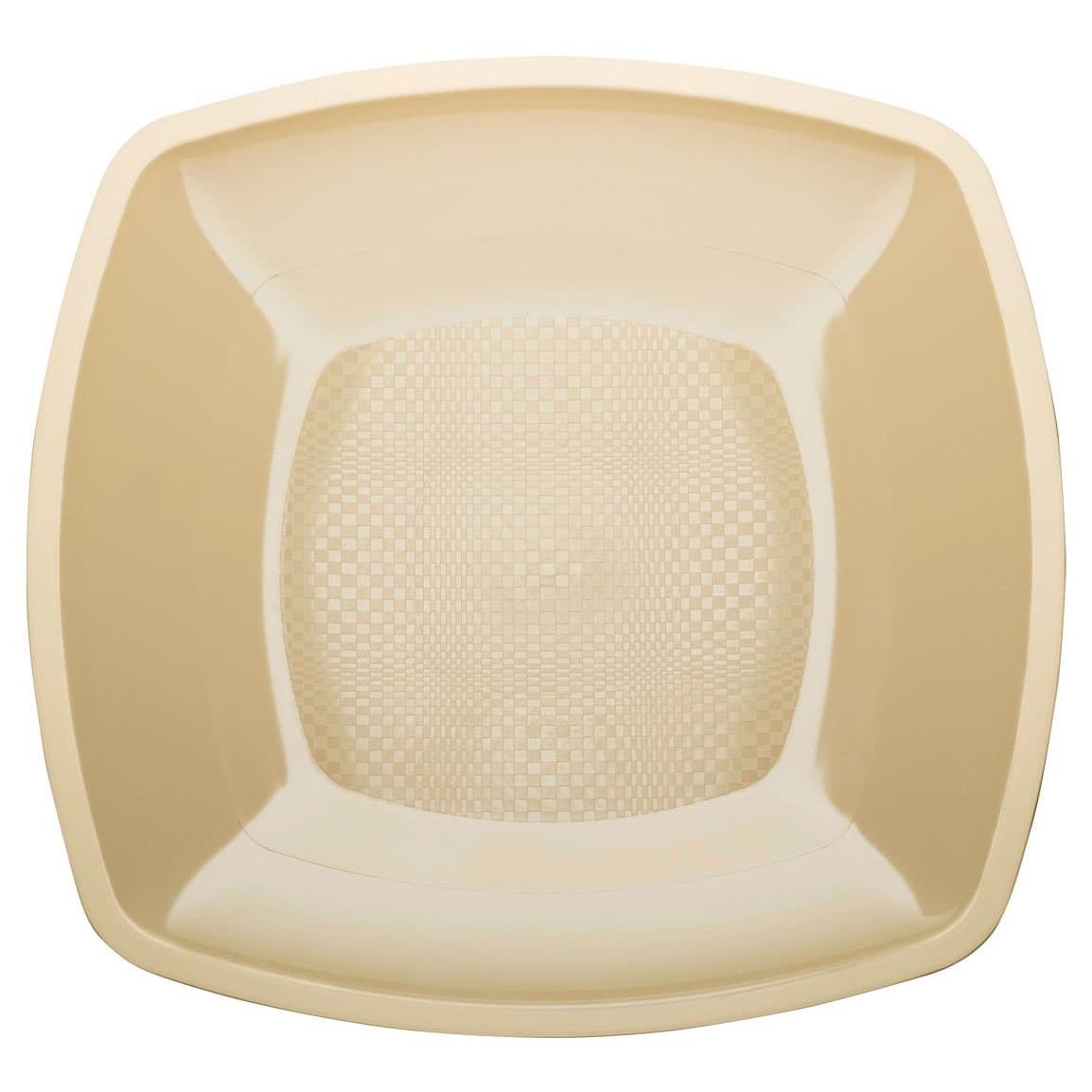 MONOUSO | Plato Duro Reutilizable PP Llano Crema "Square" 23cm (25 Uds)