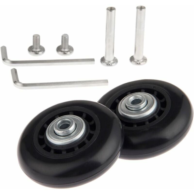CA Juego de 2 ruedas de repuesto con ejes de rodamiento 70 x 24 mm - Ruedas de repuesto para maleta, reparación de maletas, ruedas para maletas, ruedas para equipaje, ejes y ruedas