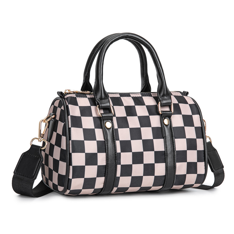 Bolso cruzado a cuadros, de nailon con correa para el hombro, bolso a cuadros de gran capacidad con asa superior para uso diario