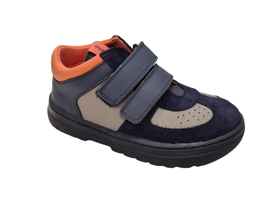 Blanditos by Crios - Botas barefoot Aspen de piel para niños y niñas con cierre velcro color marino