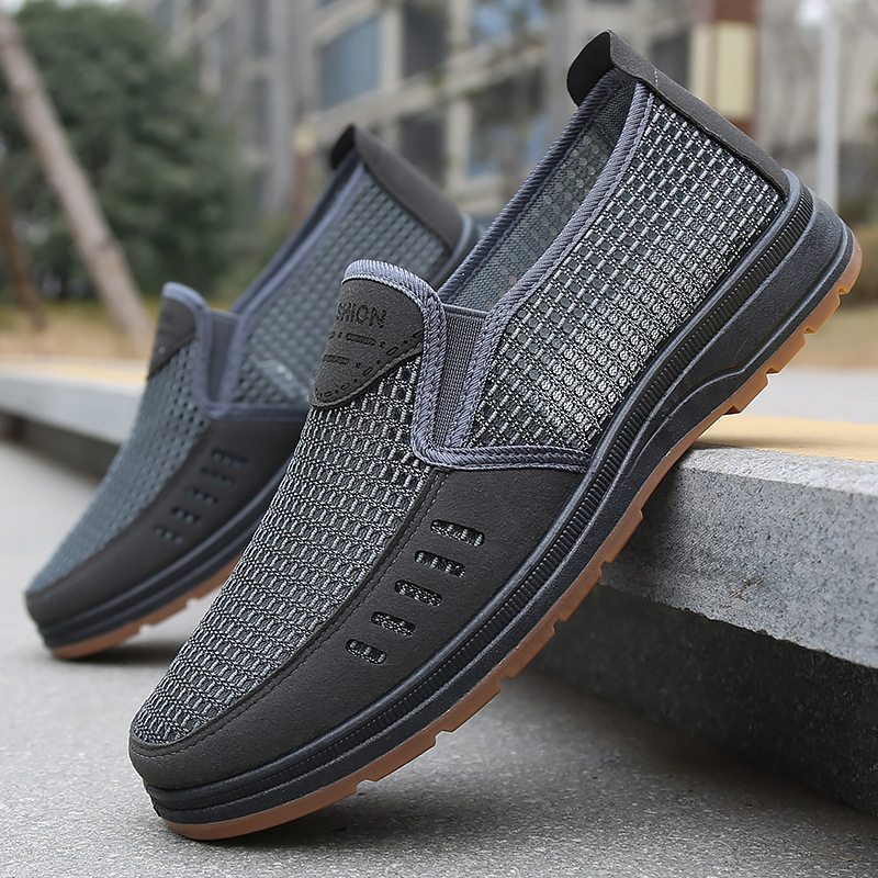 TK Zapatos de hombre de gran tamaño, zapatos de verano para hombre, zapatos de tela antiguos de Beijing, zapatos casuales transpirables para papá, zapatos para ancianos, zapatos de malla