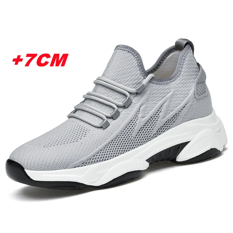TK Zapatos De Verano Para Hombre Con Elevador Transpirables De Malla Zapatillas De Aumento De Altura De Exterior Casual Blanco Zapatos Más Altos