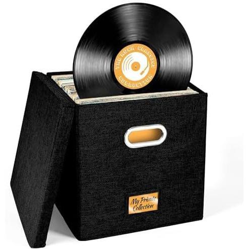 13*13 Caja De Almacenamiento De Discos De Vinilo With Tapa: Cajas De Almacenamiento LP Apilables Con Capacidad Para 50 Discos De 12 Pulgadas | Almacenamiento En Caja De Álbum De Fotos