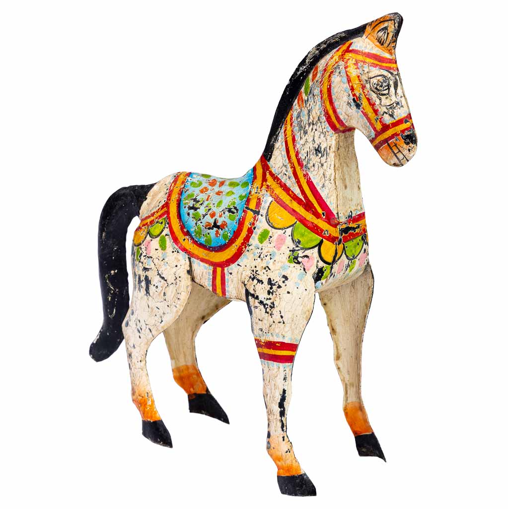 Caballo Deco De Metal Pintado Artesanal Envejecido Blanco 7x22x24cm, El mejor complemento para tu hogar