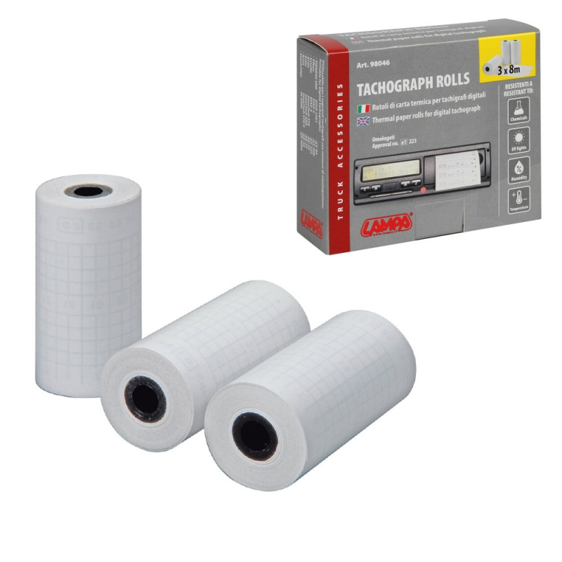 Kit 3 Rollos Papel Para Tacógrafo Digital - Para Contra-Pernos, Cubiertas De Tuercas Y Otras Decoraciones LAM98046