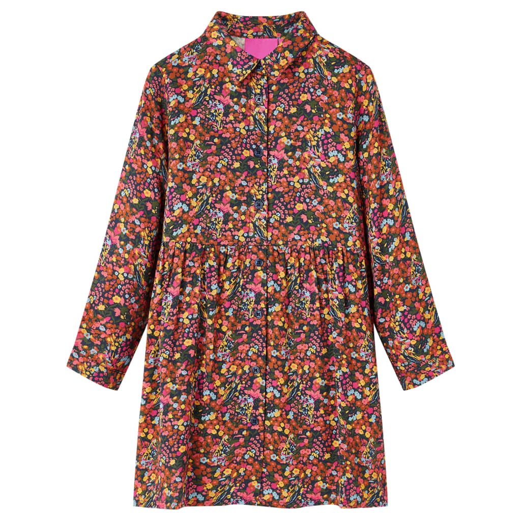 vidaXL Vestido infantil de manga larga multicolor 116