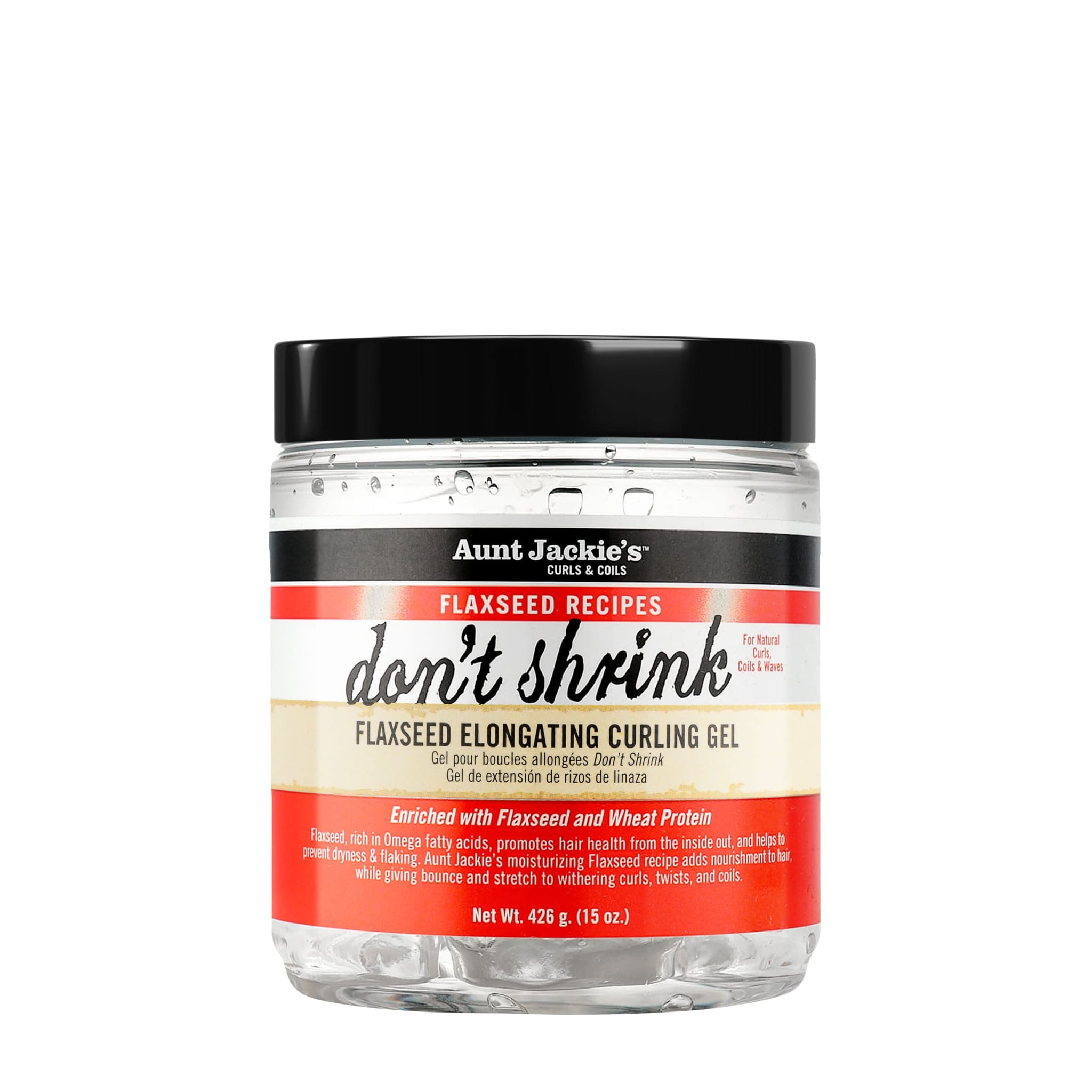 Aunt Jackie’s Don’t Shrink Flaxseed Gel 426g – Gel Definición Rizos Elongación Curling Gel Linaza aunt jackie