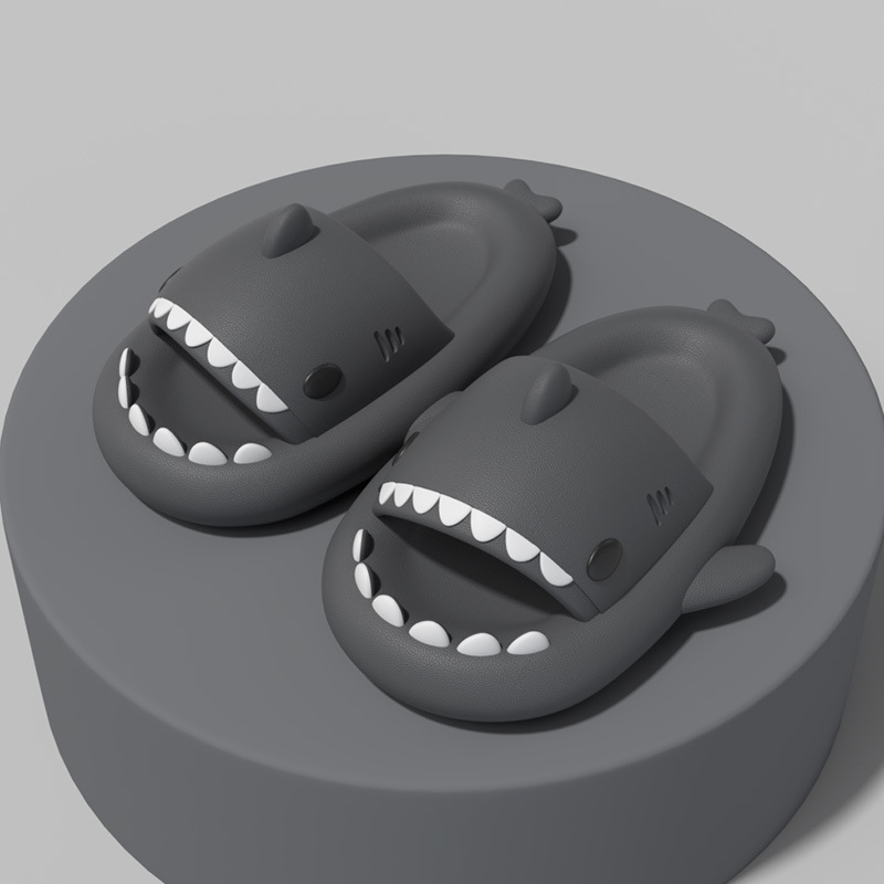 CA Pantuflas de tiburón para niños de segunda generación, con dibujos animados para niños y niñas, suela gruesa para interiores, fondo suave y antideslizante.