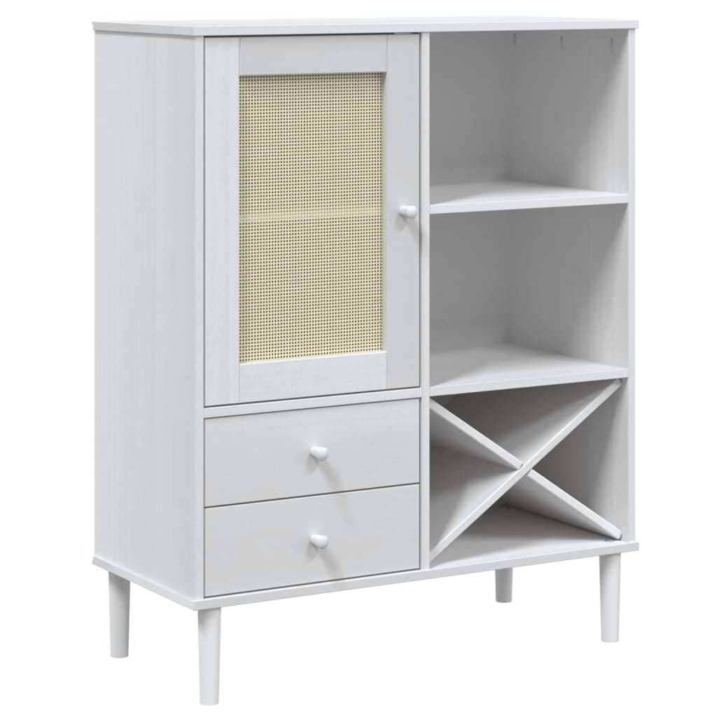 vidaXL Aparador alto SENJA aspecto de ratán madera blanco 90x40x112 cm