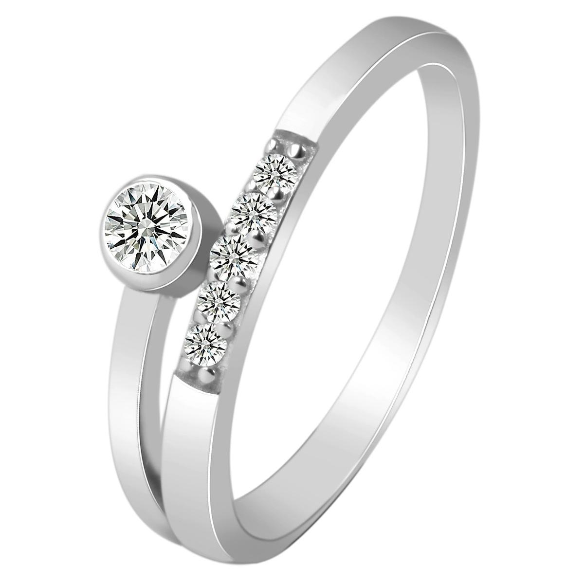 Anillo "Madeline" em Prata de Lei com Zircônias Banhado a Ródio - Tam.60 - 0046