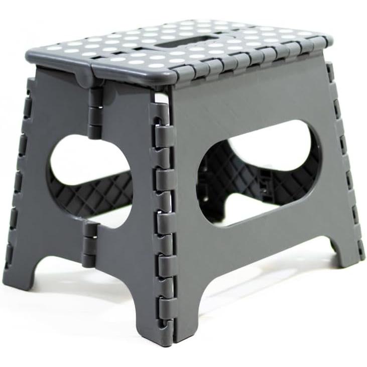 Taburete Plegable Multiusos Avalon Fabricado en PVC Resistente y Duradero para hogar, Escuela o guardería, Color Gris, banqueta baño, Escalera Plegable pequeña (27 x 33 x 26,5 cm)