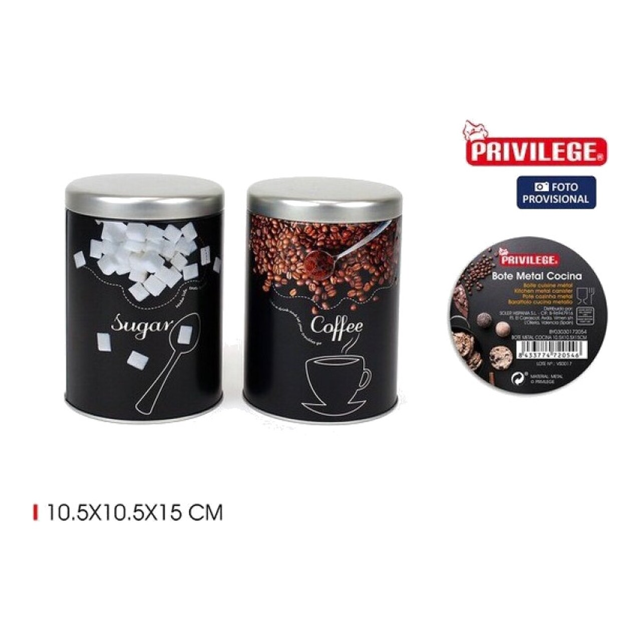 Bote De Cocina De Metal Modelo Surtido Privilege-10,5X10,5X15cm 321431