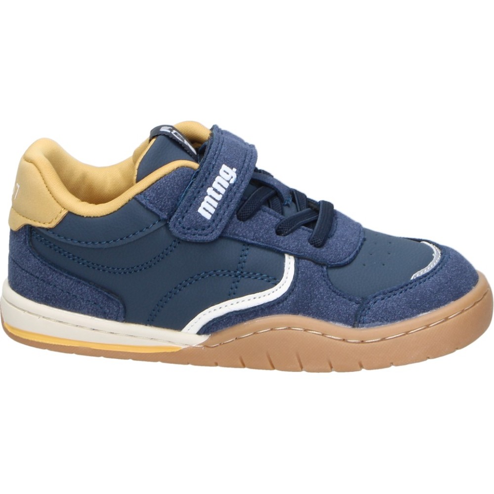 MTNG | Zapatillas Barefoot Mustang Infantiles – Deportivas Respetuosas en Azul Marina con Detalles en Amarillo – Sneakers con Cordones Elásticos y Adhesivo – Flexibles – Modelo 49096