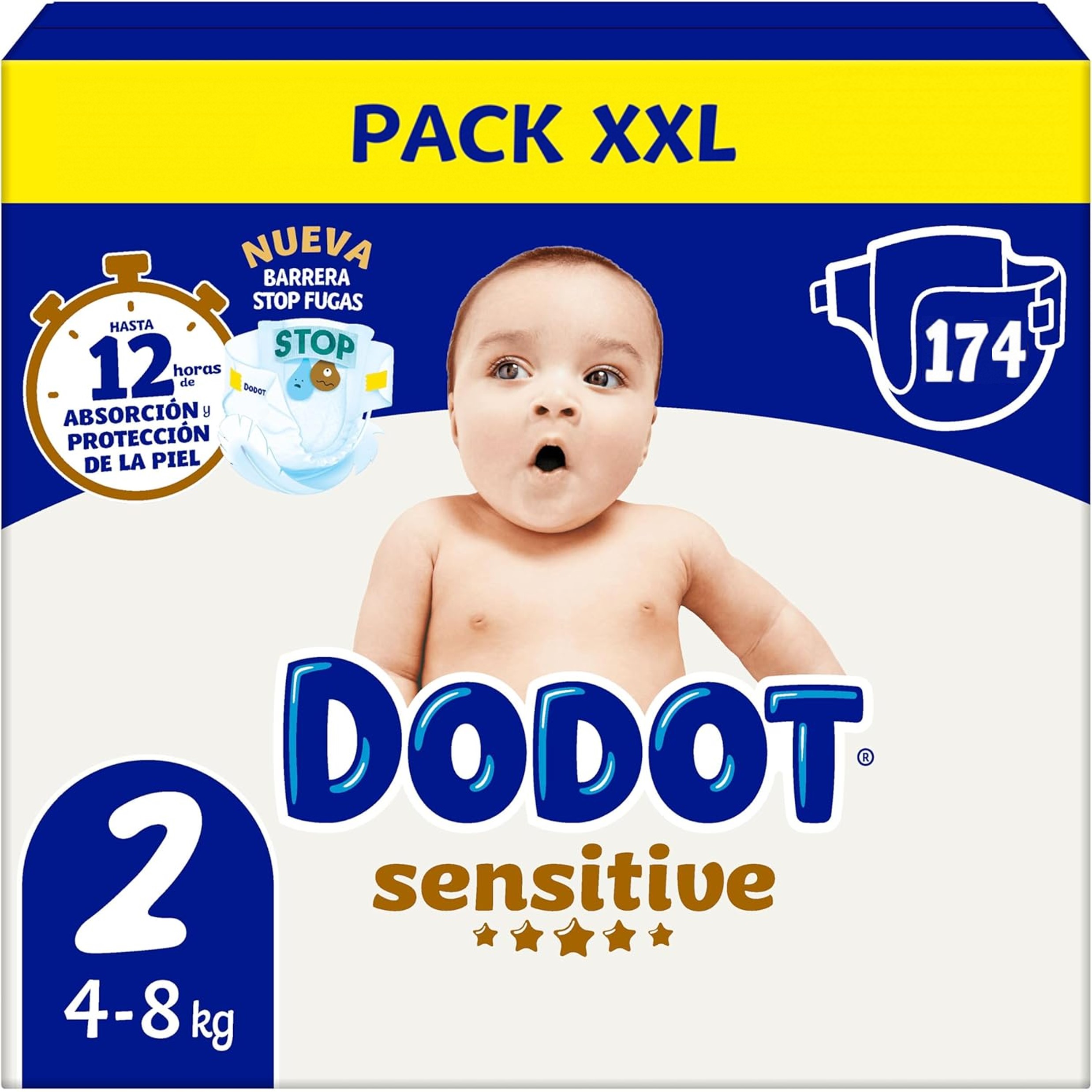 Dodot Sensitive Pañales Bebé y Recién nacido, Tallas 0,1,2 y 3