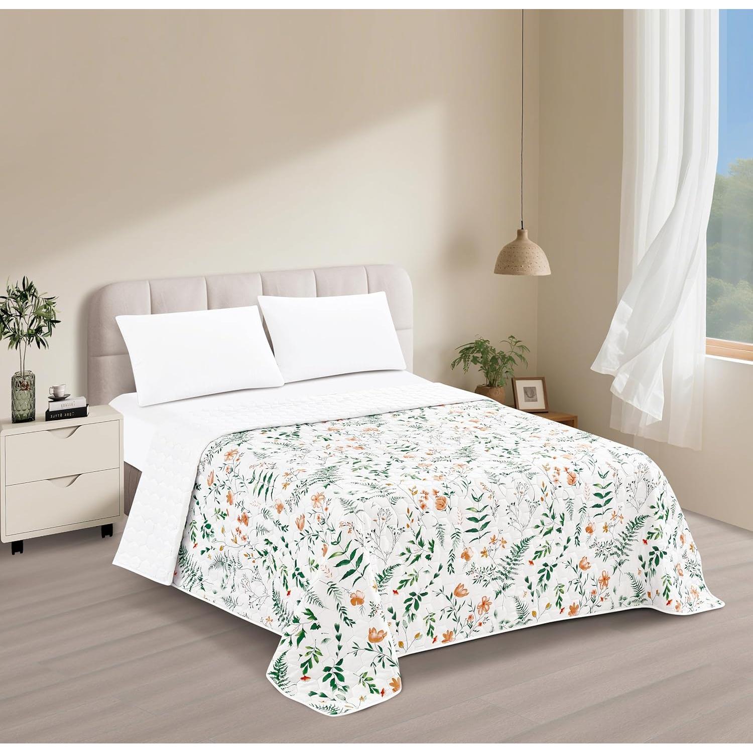 C.A | Colcha Bouti Reversible 🛏️ | Ligera de Entretiempo | Estampada | Suave y Transpirable