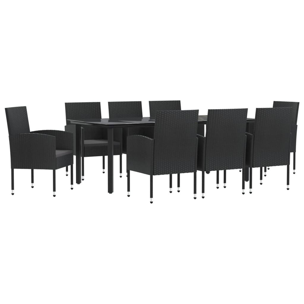 vidaXL Juego de comedor de jardín 9 pzas ratán sintético y acero negro