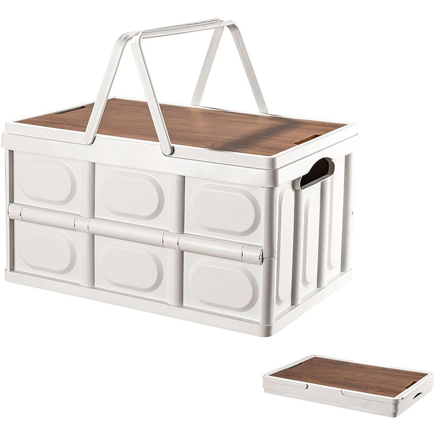 DECODEKO-Caja de almacenamiento plegable, caja de almacenamiento de plástico engrosado de gran capacidad, apilable con tapa, caja de almacenamiento extraíble al aire libre