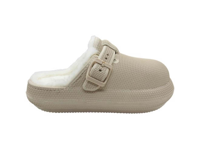 Zuecos Mujer Nicoboco Winter 26 Beige: Calidez Borreguito, Suela Antideslizante, Ligereza EVA, Ajuste Hebilla
