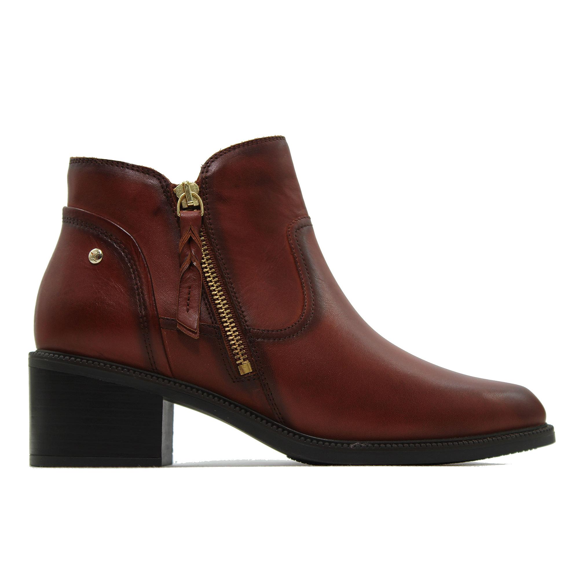 Pikolinos W2D-8674 Botas Chelsea clásicas lisas,cremallera lateral,tacón ancho de 6cm,suela de goma,cuero,piel,sencilla para señora