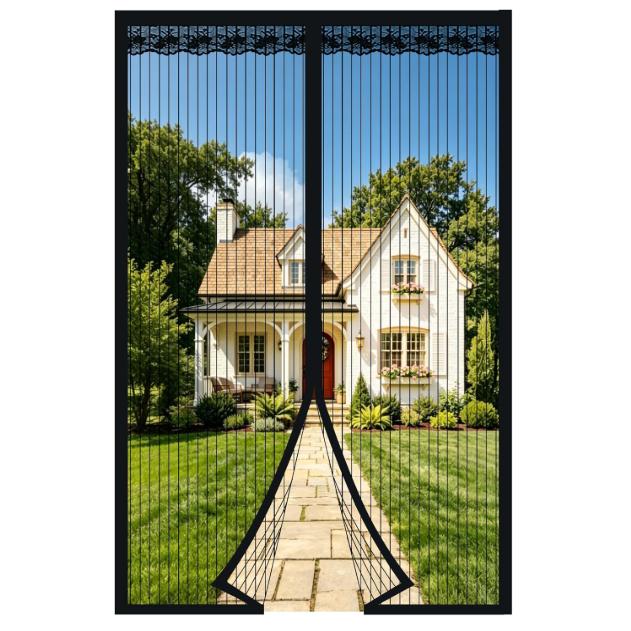 IPSDI Mosquitera Puerta Magnetica mosquiteras para puertas 90x210cm cortina mosquitera puerta exterior Cierre Automático para dormitorio balcón sala de estar puerta de patio, Negro