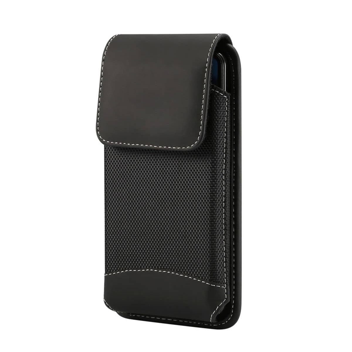 Funda de Cinturon para Samsung Galaxy S21 Fe 5G (2022) con Diseño Vertical en Piel y Nylon - Negro