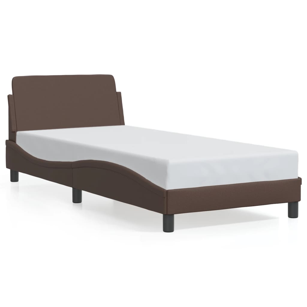 vidaXL Estructura de cama Dover cuero sintético marrón 90x200 cm