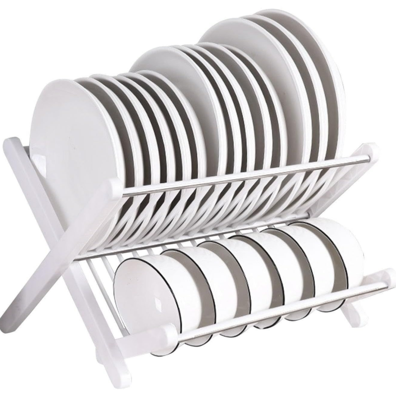 Escurridor de Platos Plegable de 2 Niveles – Organizador de Cocina Compacto y Ultra Resistente