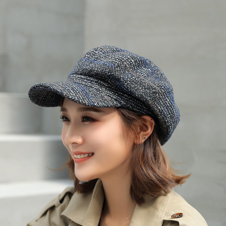 TK Gorro Newsboy De Otoño Invierno Para Mujer Moda Cálido Y Vintage Con Visera Beret De Pintor Viaje Gorro De Paja Tren De Cielo