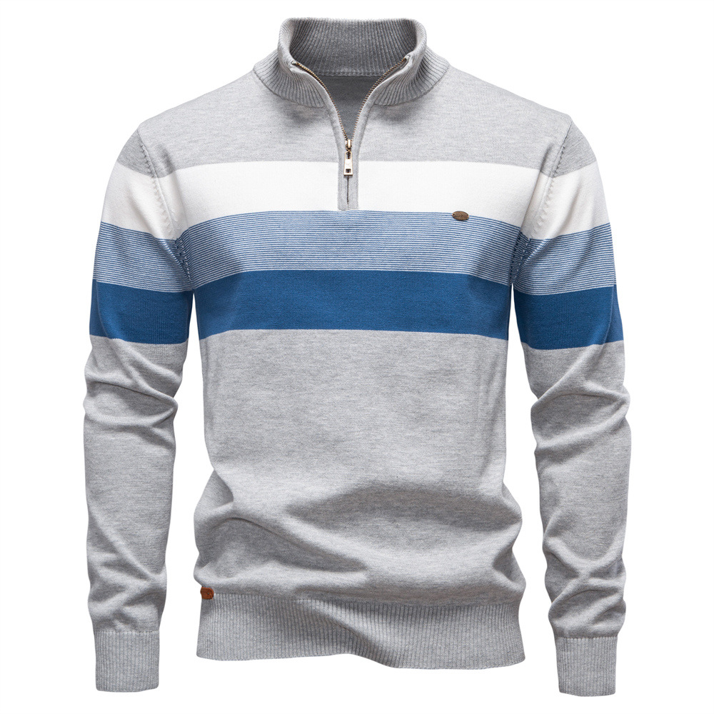 TK Suéter de punto patchwork a rayas para hombre, ideal para otoño/invierno.