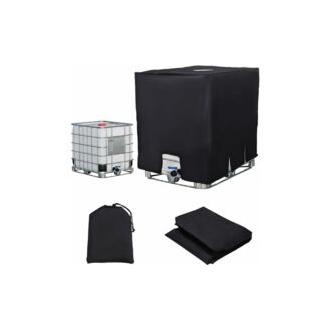 CA Lona para tanque IBC de 1000L, cubierta para tanque de agua, cubierta protectora (120 x 100 x 116 cm, negra)..DEBUNS