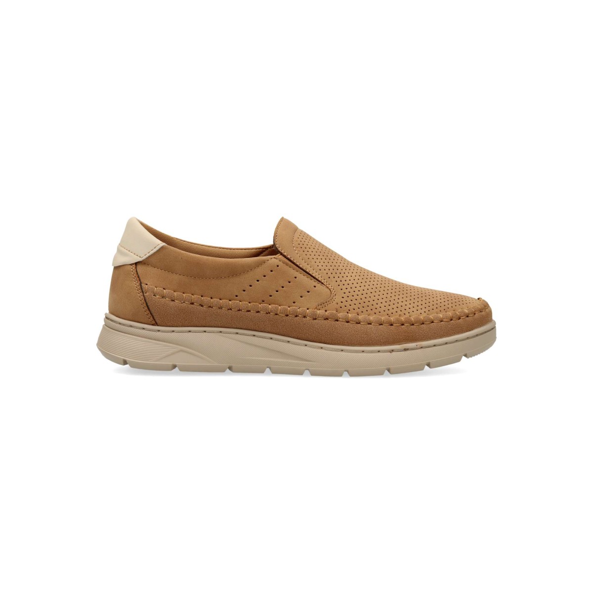 MAC - Mocasines hombre estilo casual con elásticos laterales, piel sintética troquelada y suela sport de goma ligera color marino