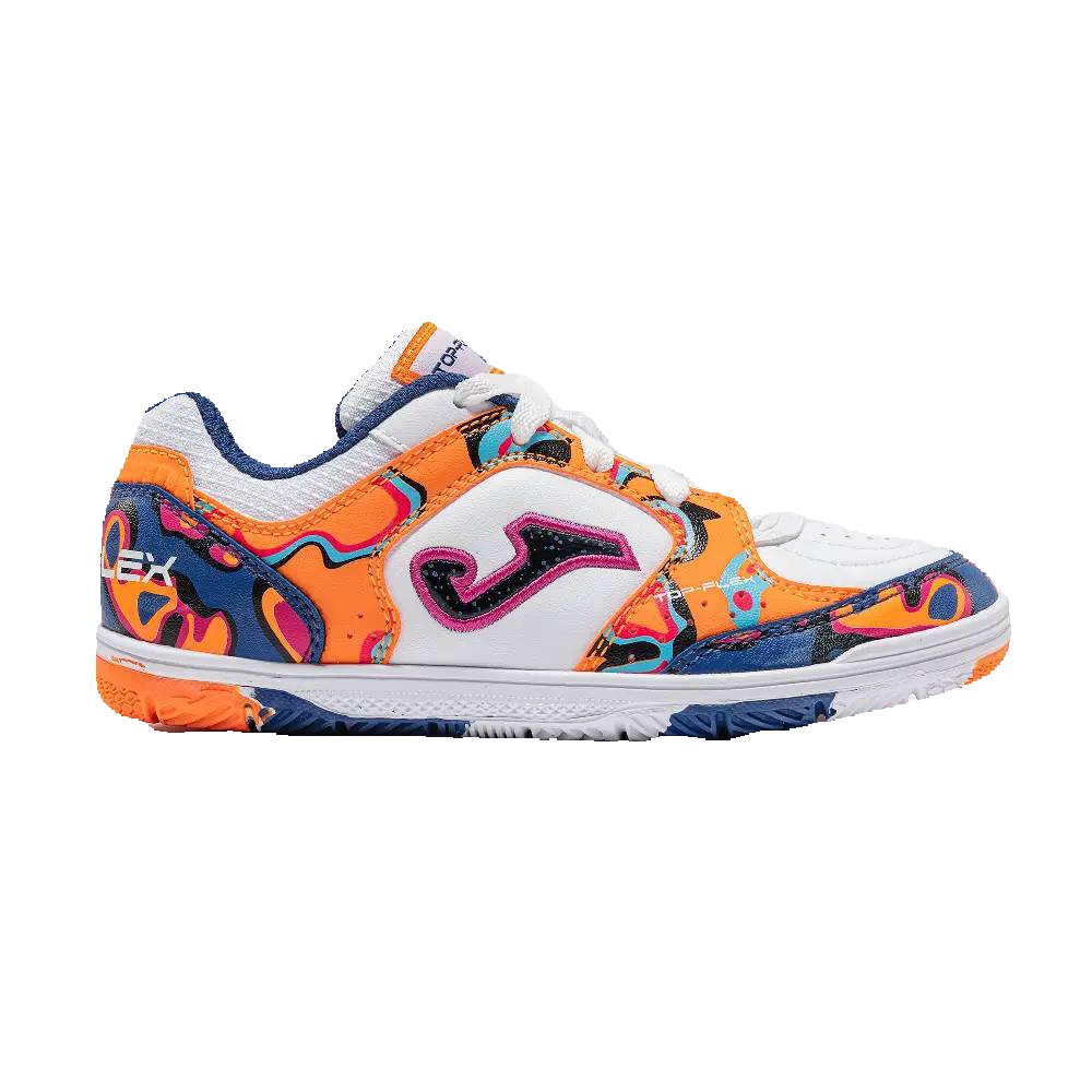 Zapatillas Joma Top Flex JR 2672 Blanco Naranja Fútbol Sala Niño