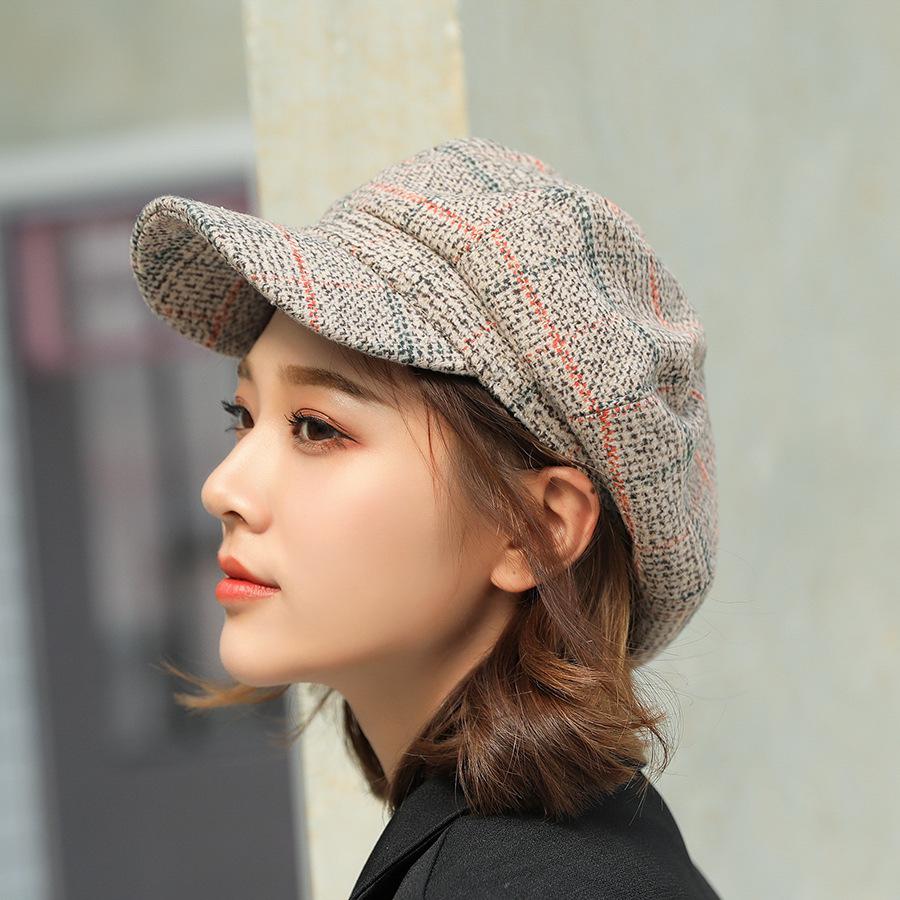 TK Gorro Newsboy De Otoño Invierno Para Mujer Moda Cálido Y Vintage Con Visera Beret De Pintor Viaje Gorro De Paja Tren De Cielo