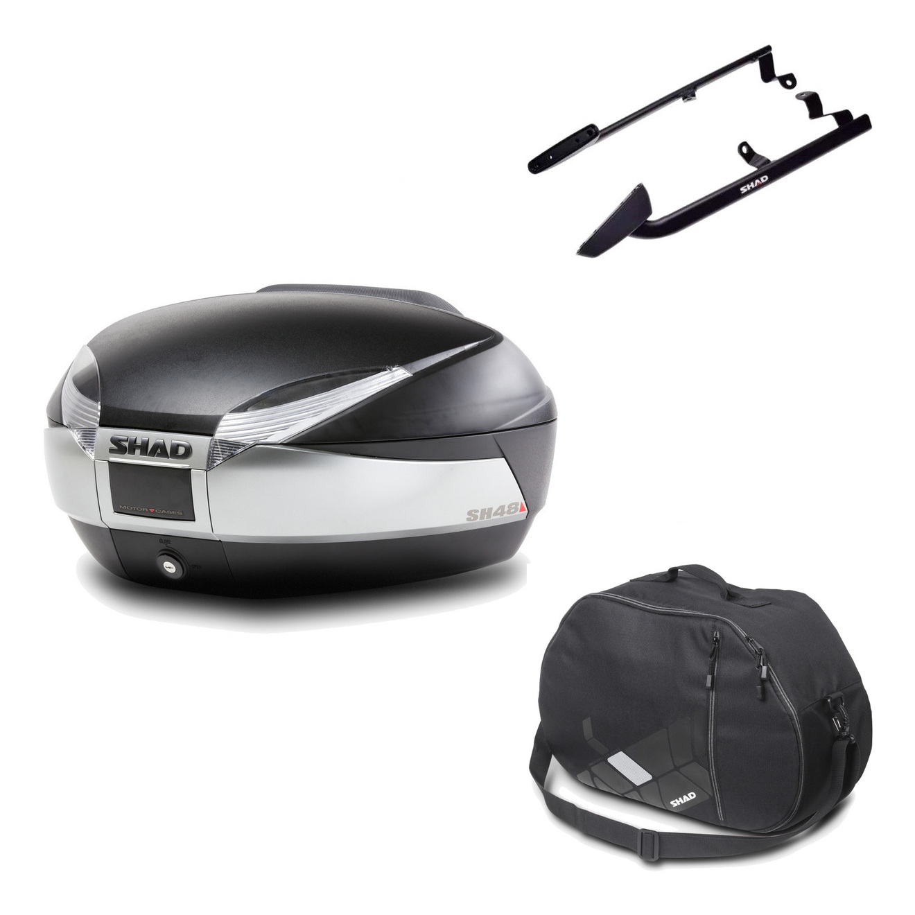 Baul Trasero + Herraje Montaje + Bolsa Interna Sh48 Titanium Premium KIT-185433