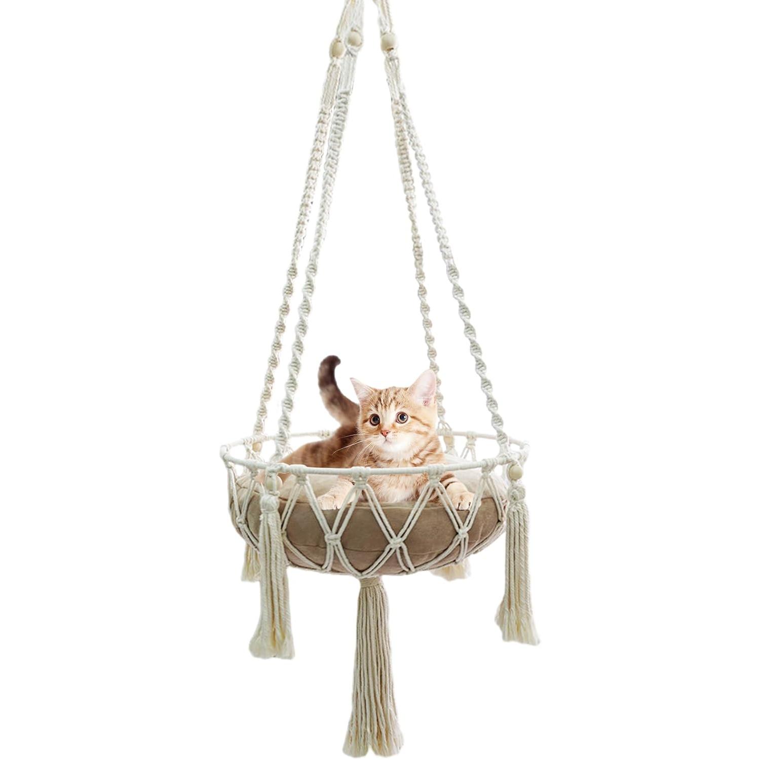 Cama de macramé para Gato, hamaca para Gato, Columbio de Gato para Colgar Nidos de Gato, Cama para mascotas