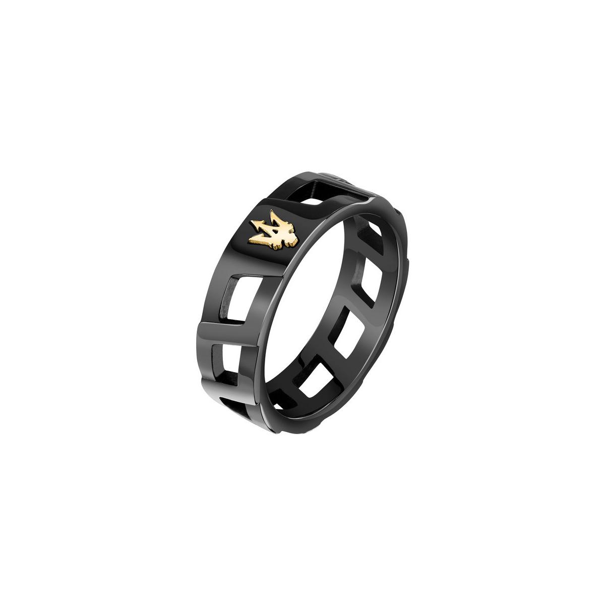 Maserati Anillo Hombre Iconic Ring W/ Ip Blk&ip Yg Trident S21 De Acero Dorado, Negro Talla Europea 61,00 Talla España 21,00 Jm334avd51021