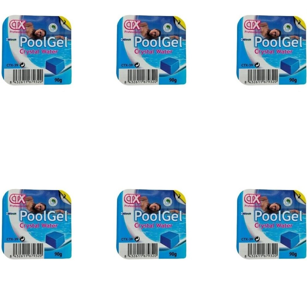 Floculante Gel Monodosis PoolGel CTXpro Pack 6 Unidades - PoolGel CTX-39, Limpiador y clarificador de Agua para Piscinas, Transparencia Total del Agua