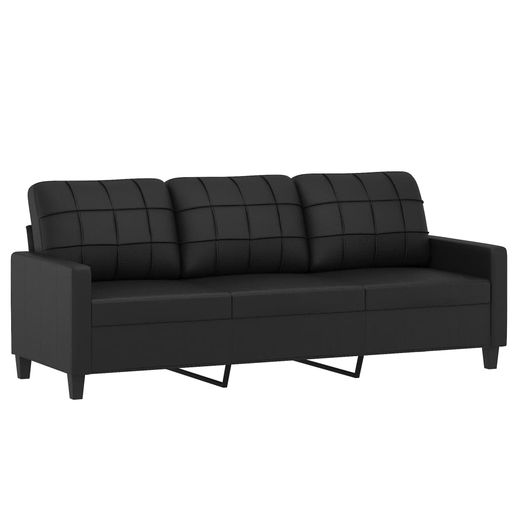 vidaXL Sofá de 3 plazas de cuero sintético negro 180 cm