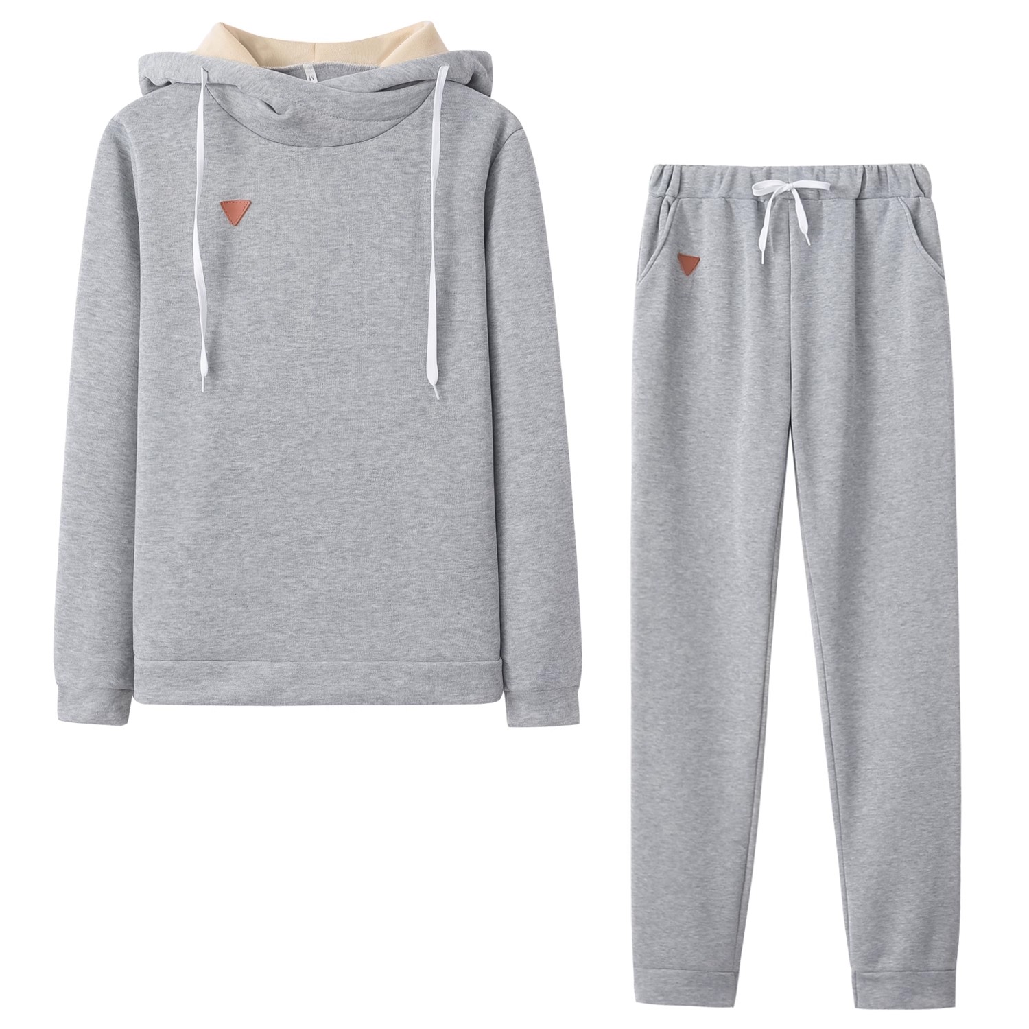 TK Ropa De Mujer Estilo Europeo Y Estadounidense Otoño E Invierno Con Forro De Poliéster Moda Cuero Liso Casual Deportivo Manga Larga Gorro