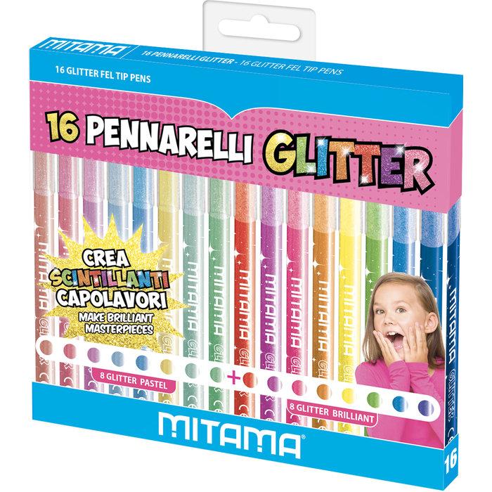 MITAMA SET 16 ROTULADORES TRIANGULARES GLITTER Y PASTEL ROTULADORES GLITTER TRIANGULARES