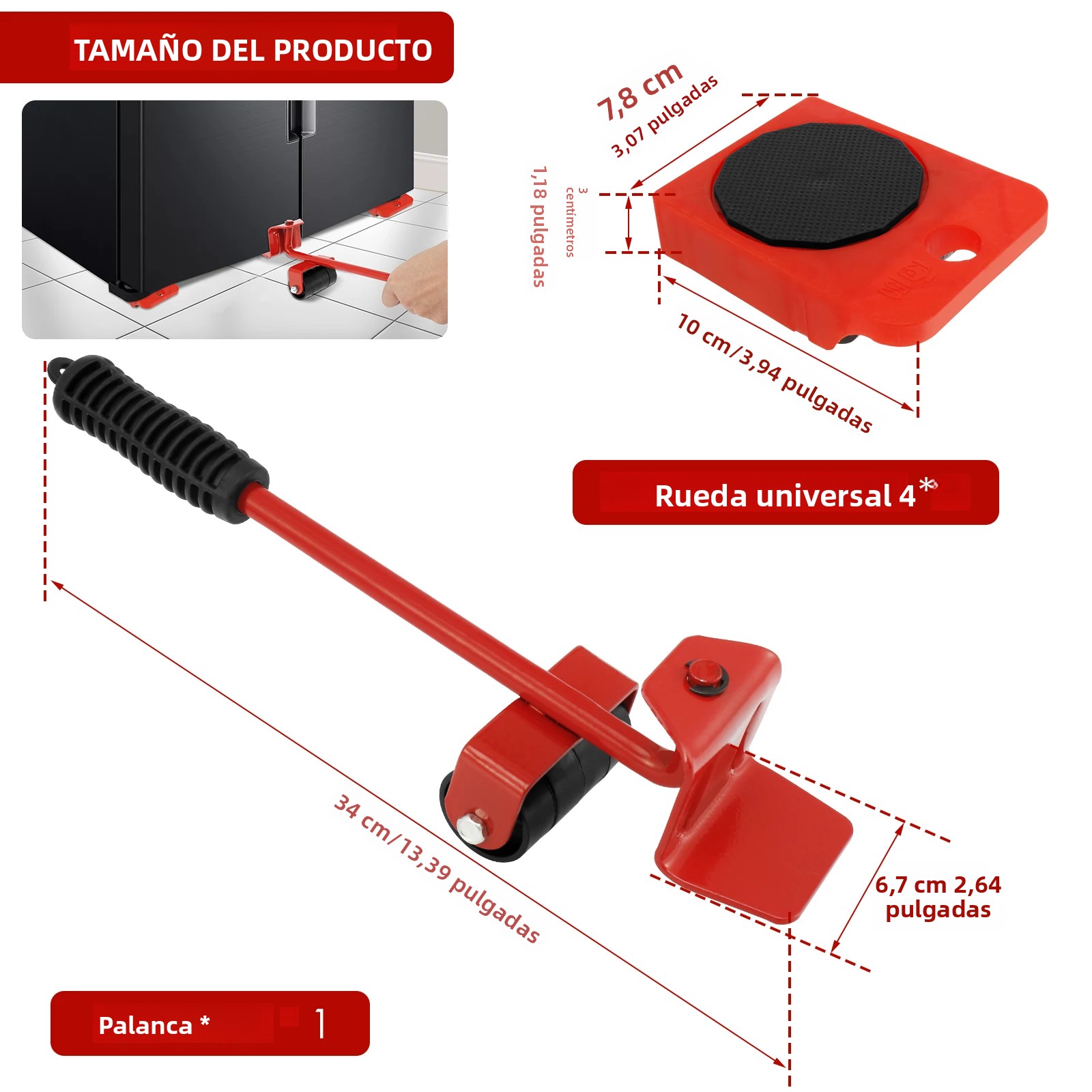 Juego De Rodillos Para Muebles De Alta Resistencia Herramienta De Elevación Para Muebles Deslizadores De Muebles Y Herramienta De Transporte